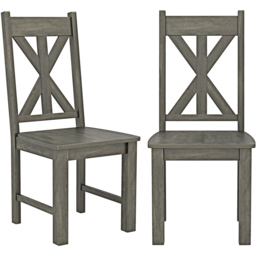 Costway Set of 2 Grey Rubberwood Frame Dining Chairs with Hollowed Backrest - Wilko - thumbnail 3