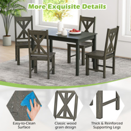 Costway Set of 2 Grey Rubberwood Frame Dining Chairs with Hollowed Backrest - Wilko - thumbnail 7