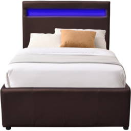 Comfy Living Small Brown Faux Leather Ottoman Bed Frame with LED - Size: Single - Wilko - thumbnail 3