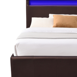 Comfy Living Small Brown Faux Leather Ottoman Bed Frame with LED - Size: Single - Wilko - thumbnail 4