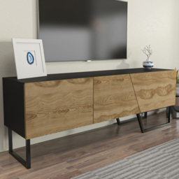 Decorotika Parla 3 Door Black and Oud TV Unit - Size: 50.6 x 150 x 35cm - Multi - Wilko