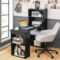 Costway Wooden Computer Desk with Bookshelf Black - Size: 133 x 65 x 14cm - Wilko - thumbnail 4