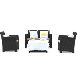 Centurion Supports Santana Rattan 4 Seater Lounge Set Dark Brown - Black - Wilko - thumbnail 5