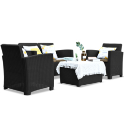 Centurion Supports Santana Rattan 4 Seater Lounge Set Dark Brown - Black - Wilko - thumbnail 4