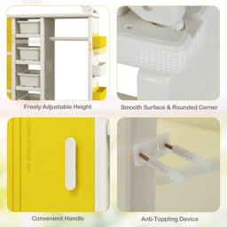 Costway 3 Door 4 Shelf Yellow Kids Storage Closet - Size: 130 x 45 x 44cm - Wilko - thumbnail 7
