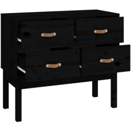 vidaXL 4 Drawer Black Solid Wood Pine Console Cabinet - Size: 78 x 90 x 40cm - Wilko - thumbnail 5