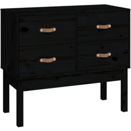 vidaXL 4 Drawer Black Solid Wood Pine Console Cabinet - Size: 78 x 90 x 40cm - Wilko - thumbnail 3