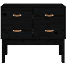 vidaXL 4 Drawer Black Solid Wood Pine Console Cabinet - Size: 78 x 90 x 40cm - Wilko - thumbnail 7