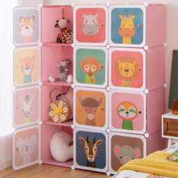 Costway 12 Cube Pink Kids Portable Wardrobe - Size: 44 x 38 x 20cm - Wilko