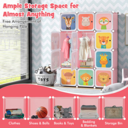 Costway 12 Cube Pink Kids Portable Wardrobe - Size: 44 x 38 x 20cm - Wilko - thumbnail 5