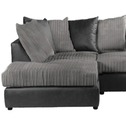 Luxor 4 Seater Black and Grey Jumbo Cord Left Hand Facing Scatter Back L Shaped Corner Sofa Set - Multi - Wilko - thumbnail 4