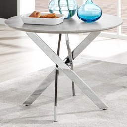 Furniturebox Arona 4 Seater Round Dining Table Concrete and Silver - Grey - Wilko - thumbnail 1