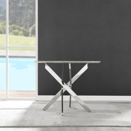 Furniturebox Arona 4 Seater Round Dining Table Concrete and Silver - Grey - Wilko - thumbnail 7