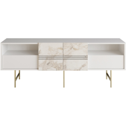 Decorotika Derin White Marble and Gold TV Unit - Size: 64.7 x 180 x 37.1cm - Multi - Wilko - thumbnail 3