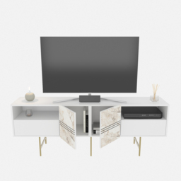 Decorotika Derin White Marble and Gold TV Unit - Size: 64.7 x 180 x 37.1cm - Multi - Wilko - thumbnail 7