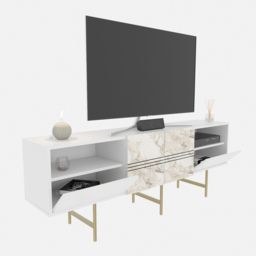 Decorotika Derin White Marble and Gold TV Unit - Size: 64.7 x 180 x 37.1cm - Multi - Wilko - thumbnail 6