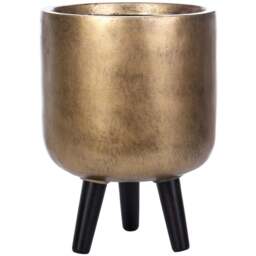 wilko Gold Concrete Effect Indoor Planter with Legs 34cm - Instadecor - thumbnail 1