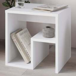 Decortie Bon White Modern Side Table - Size: 40 x 40 x 35cm - Wilko - thumbnail 1