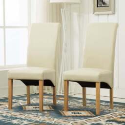 Set of 2 Cream Faux Leather High Back Dining Chair - MCC - Wilko - thumbnail 1