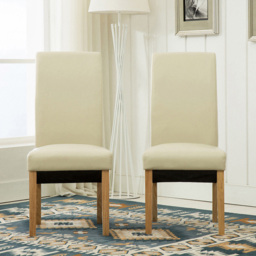 Set of 2 Cream Faux Leather High Back Dining Chair - MCC - Wilko - thumbnail 3