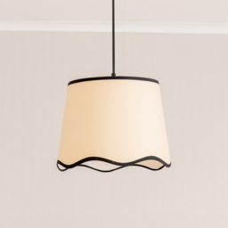 ValueLights Dutton Natural Scallop Edge Large Lamp Shade with Black Trim - Size: 27 x 35 x 35cm - Cream - Wilko - thumbnail 4