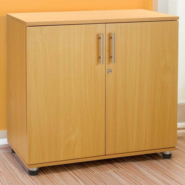 MMT Furniture Designs 2 Door Beech Lockable Filing Cabinet - Size: 75 x 80 x 45cm - Clear - Wilko - image 1