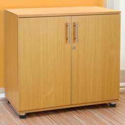 MMT Furniture Designs 2 Door Beech Lockable Filing Cabinet - Size: 75 x 80 x 45cm - Clear - Wilko