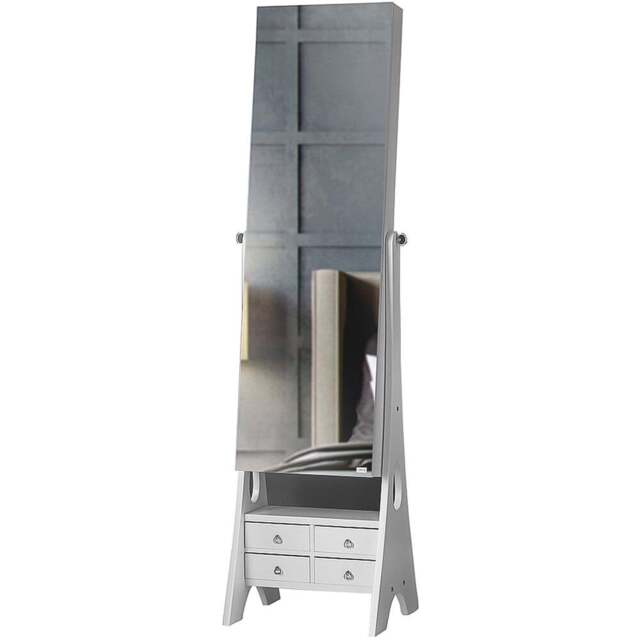 CARME Home Nikita 6 Drawer Single Shelf Full Length Jewellery Mirror Cabinet - Size: 18 x 136 x 48cm - White - Wilko - image 1