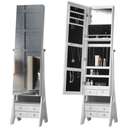 CARME Home Nikita 6 Drawer Single Shelf Full Length Jewellery Mirror Cabinet - Size: 18 x 136 x 48cm - White - Wilko - thumbnail 4
