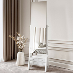 CARME Home Nikita 6 Drawer Single Shelf Full Length Jewellery Mirror Cabinet - Size: 18 x 136 x 48cm - White - Wilko - thumbnail 3