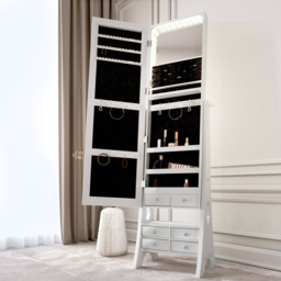 CARME Home Nikita 6 Drawer Single Shelf Full Length Jewellery Mirror Cabinet - Size: 18 x 136 x 48cm - White - Wilko - thumbnail 5