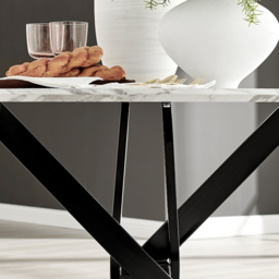 Furniturebox Arona 4 Seater Round Dining Table White Marble and Black - Wilko - thumbnail 5
