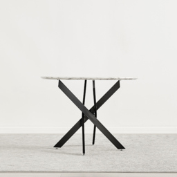 Furniturebox Arona 4 Seater Round Dining Table White Marble and Black - Wilko - thumbnail 7