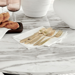 Furniturebox Arona 4 Seater Round Dining Table White Marble and Black - Wilko - thumbnail 4
