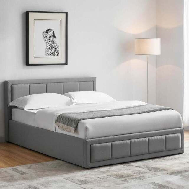 VIDA DESIGNS Vanita Double Light Grey Ottoman Bed - Wilko - image 1
