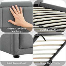 VIDA DESIGNS Vanita Double Light Grey Ottoman Bed - Wilko - thumbnail 7