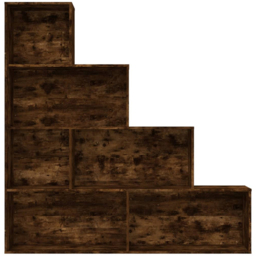 vidaXL 6 Shelf Smoked Oak Wooden Bookcase - Size: 160 x 155 x 24cm - Brown - Wilko - thumbnail 4