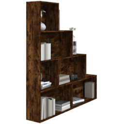 vidaXL 6 Shelf Smoked Oak Wooden Bookcase - Size: 160 x 155 x 24cm - Brown - Wilko - thumbnail 6