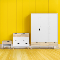 Florence Oslo White and Oak 3 Piece Bedroom Furniture Set - Furniture To Go - Wilko