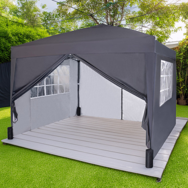 Grey Pop Up Outdoor Canopy Tent with Removable Sidewalls 3 x 3m - MCC - Wilko - image 1