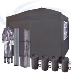 Grey Pop Up Outdoor Canopy Tent with Removable Sidewalls 3 x 3m - MCC - Wilko - thumbnail 5