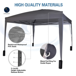 Grey Pop Up Outdoor Canopy Tent with Removable Sidewalls 3 x 3m - MCC - Wilko - thumbnail 6