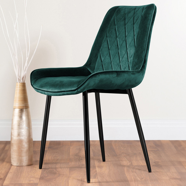 Furniturebox Cesano Set of 2 Green and Black Velvet Dining Chair - Wilko - image 1