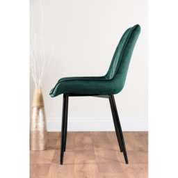 Furniturebox Cesano Set of 2 Green and Black Velvet Dining Chair - Wilko - thumbnail 4