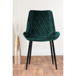 Furniturebox Cesano Set of 2 Green and Black Velvet Dining Chair - Wilko - thumbnail 3