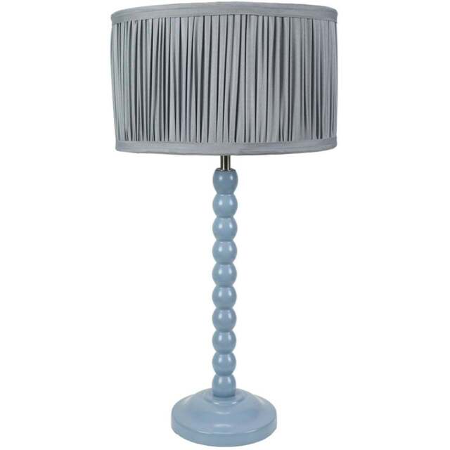 ValueLights Bobbins Pleated Drum Shade Powder Blue LED Table Lamp - Wilko - image 1