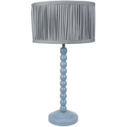 ValueLights Bobbins Pleated Drum Shade Powder Blue LED Table Lamp - Wilko