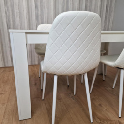 Kosy Koala 4 Seater Faux Leather Gem Pattern Dining Set White and Black - Multi - Portland - Wilko - thumbnail 6