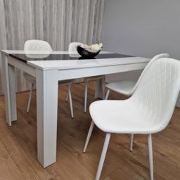 Kosy Koala 4 Seater Faux Leather Gem Pattern Dining Set White and Black - Multi - Portland - Wilko - thumbnail 5