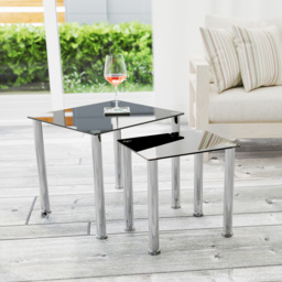 AVF Black Glass and Chrome Nest of Tables Set of 2 - Size: 45 x 50 x 45cm - Multi - Wilko - thumbnail 7